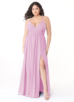 Azazie Aaida Bridesmaid Dresses Candy Pink A-Line Corset Chiffon Dress image7
