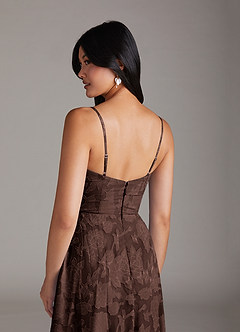 Azazie Moira Bridesmaid Dresses Ganache A-Line Side Slit Floral Burnout Dress image6