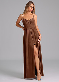 Azazie Zeya Suknie dla druhen Linia A Pofałdowany Aksamit Do ziemi Sukienka image5