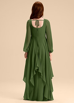 Azazie Clara Junior Olive A-Line Blouson Chiffon Dress image2