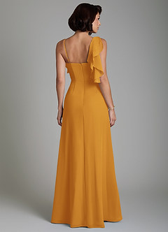 Azazie Jayden Bridesmaid Dresses Butterscotch A-Line Side Slit Chiffon Dress image2