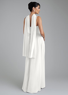 Azazie Alisha Robes de demoiselle d'honneur Robe Trapèze en Mousseline de soie Corset Blanc image8