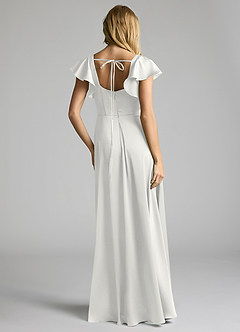 Azazie Bondi Bridesmaid Dresses White A-Line Bow Stretch Satin Dress image4