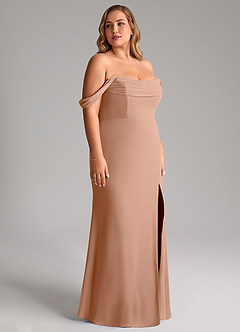 Azazie Saige Abiti da Damigella Abito Convertibile A-Line in Chiffon a Spalla Scoperta Champagne Rosa image12