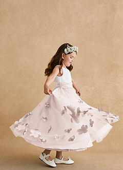 Azazie Vi Flower Girl Dresses Rose Petal A-Line Sleeveless Tulle Dress image4