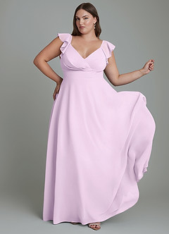 Azazie Leilani Bridesmaid Dresses Frosted Lilac A-Line Pleated Chiffon Dress image8