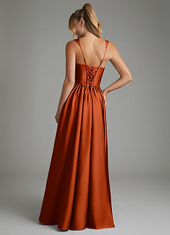 Azazie Nevaeh Bridesmaid Dresses Paprika A-Line Corset Stretch Satin Dress image2