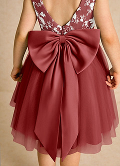 Azazie Butterfly Flower Girl Dresses Rust A-Line Lace Dress image6