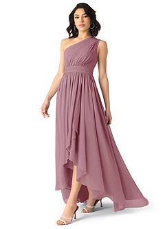 Azazie Mathilda Final Sale Vintage Mauve A-Line One Shoulder Chiffon Dress image3