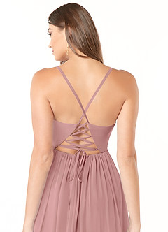 Azazie Aaida Bridesmaid Dresses Dusty Rose A-Line Corset Chiffon Dress image3