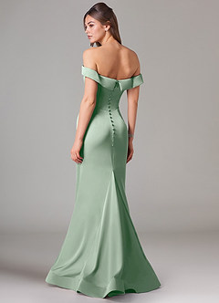 Azazie Everly Bridesmaid Dresses Agave Mermaid Off the Shoulder Stretch Satin Convertible Dress image5
