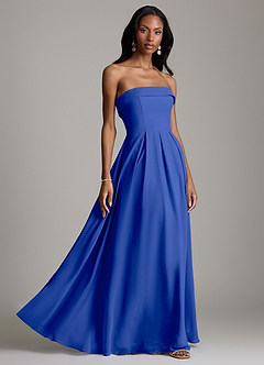 Azazie Lucienne Bridesmaid Dresses Royal Blue A-Line Strapless Chiffon Convertible Dress image6