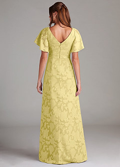 Azazie Ambrosia Jurken voor bruidsmeisjes Jurk van Bloemen Burn-out met A-Lijn Geplooid Kanarie image7