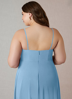 Azazie Emerald Brautjungfernkleider A-Linie Gekräuselt Chiffon Kleid Stahlblau image10