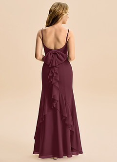 Azazie Lioren Junior Cabernet Mermaid Bow Chiffon Dress image3