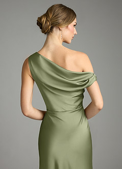 Azazie Emerson Bridesmaid Dresses Garden Sage Mermaid Off the Shoulder Stretch Satin Dress image7