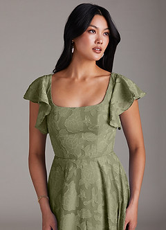 Azazie Bondi Bridesmaid Dresses Pistachio A-Line Side Slit Floral Burnout Dress image6
