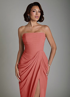 Azazie Nyra Brautjungfernkleider Etui Korsett Chiffon Kleid Antike Rose image5