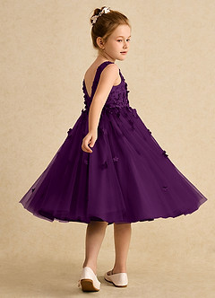 Azazie Lana Flower Girl Dresses Grape A-Line Sleeveless Matte Satin Dress image4