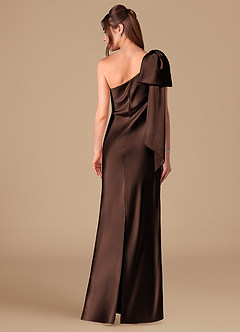 Azazie Capri Bridesmaid Dresses Ganache Sheath One Shoulder Metallic Satin Dress image4
