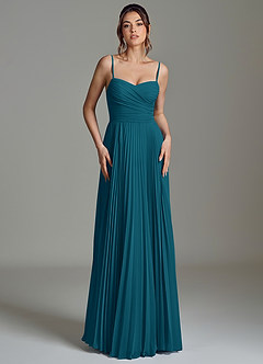 Azazie Catie Brautjungfernkleider A-Linie Herzausschnitt Chiffon Kleid Tintenblau image4