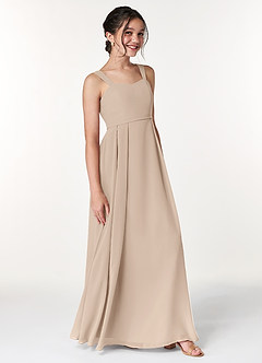 Azazie Simoan Junior Jurk van Chiffon met A-Lijn Sweetheart Halslijn Taupe image3