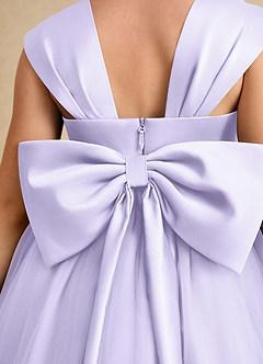 Azazie Chickadee Flower Girl Dresses Lilac Ball-Gown Sweetheart Neckline Matte Satin Dress image6