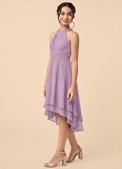 Azazie Linna Junior Wisteria A-Line Pleated Chiffon Dress image3