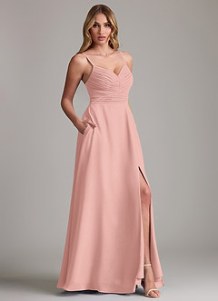 Azazie Terese Bridesmaid Dresses Rosette A-Line Pleated Chiffon Dress image6
