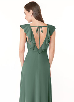 Azazie Yoko Bridesmaid Dresses Eucalyptus A-Line Ruched Chiffon Dress image6