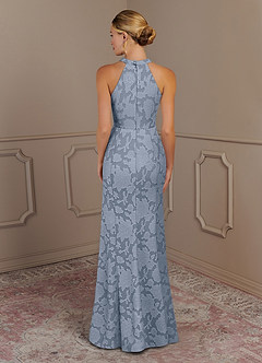 Azazie Tyra vestidos de madre de la novia Vestido de Azul Polvoriento de Devorado Floral de Sirena image3