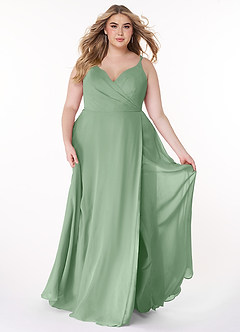 Azazie Lennon Bridesmaid Dresses Matcha A-Line Lace Chiffon Dress image7