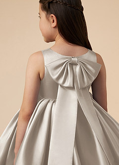 Azazie Bo Peep Flower Girl Dresses Frost A-Line Bow Matte Satin Dress image5