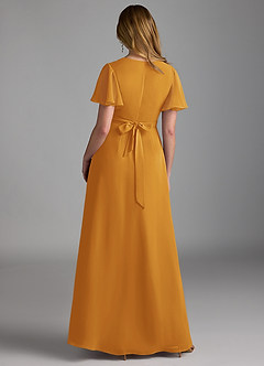 Azazie Zaniah Bridesmaid Dresses Butterscotch A-Line Chiffon Dress image2