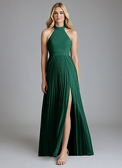 Azazie Keita Final Sale Emerald A-Line Pleated Chiffon Dress image5