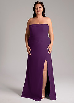 Azazie Leonis Jurken voor bruidsmeisjes Converteerbaar Jurk van Chiffon met Kolom Strapless Druif image11