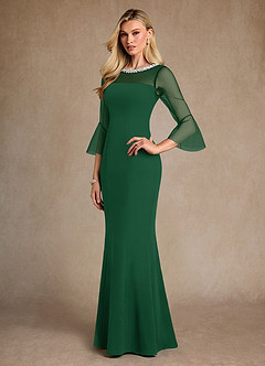 Azazie Bellevie 신부의 어머니 드레스 쉬스 구슬 스트레치 크레이프 플로어 길이 드레스 image2