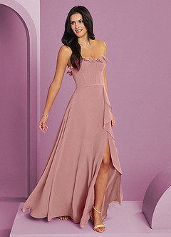 Barbie ♥ Azazie Bridesmaid Dresses Dusty Rose A-Line Sweetheart Neckline Chiffon Dress image4