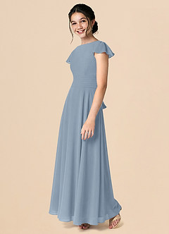 Azazie Payton Dusty Blue A-Line Bow Chiffon Dress image5
