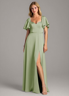 Azazie Chloe Bridesmaid Dresses Dusty Sage A-Line Sweetheart Neckline Stretch Satin Dress image4