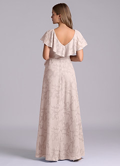 Azazie Lainey Jurken voor bruidsmeisjes Jurk van Bloemen Burn-out met A-Lijn met Zakken Blozend Roze image2