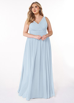 Azazie Kora Bridesmaid Dresses A-Line Convertible Chiffon Floor-Length Dress image10