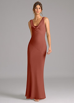 Azazie Rylina Bridesmaid Dresses Auburn Mermaid Pleated Chiffon Dress image3
