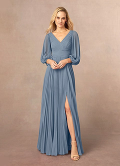 Azazie Zahara Mother of the Bride Dresses Twilight A-Line V-Neck Pleated Chiffon Dress image2