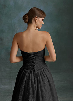 Azazie Nadine Wedding Dresses Black A-Line Strapless Floral Burnout Dress image10