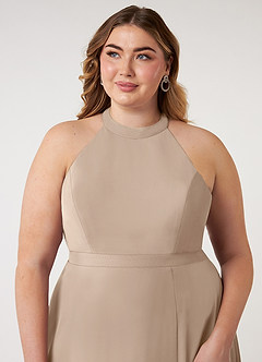 Azazie Clarice Jurken voor bruidsmeisjes Jurk van Chiffon met A-Lijn Houder Taupe image13