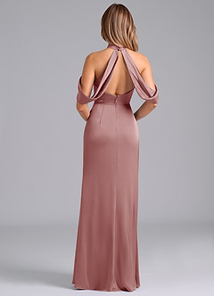 Azazie Bonny Bridesmaid Dresses Dusty Rose Mermaid Off the Shoulder Stretch Satin Dress image2