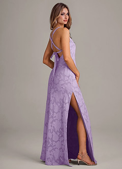 Azazie Aliza Bridesmaid Dresses Lilac A-Line Floral Burnout Dress image5