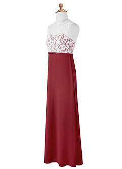 Azazie Rana Junior A-Linie Spitze Chiffon Kleid Granatapfelrot image7