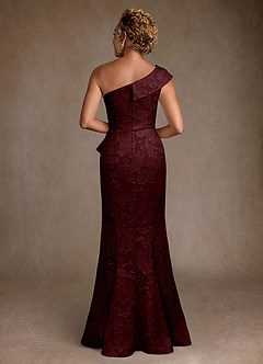 Azazie Hampton vestidos de madre de la novia Vestido de Cabernet de Devorado Floral de Corte Sirena con Hombro unilateral image3